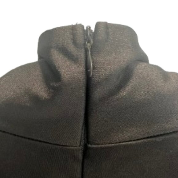 Only She Chic Black Long Sleeve Tie Neck Dress With Asymmetrical Hem - Picture 3 of 6